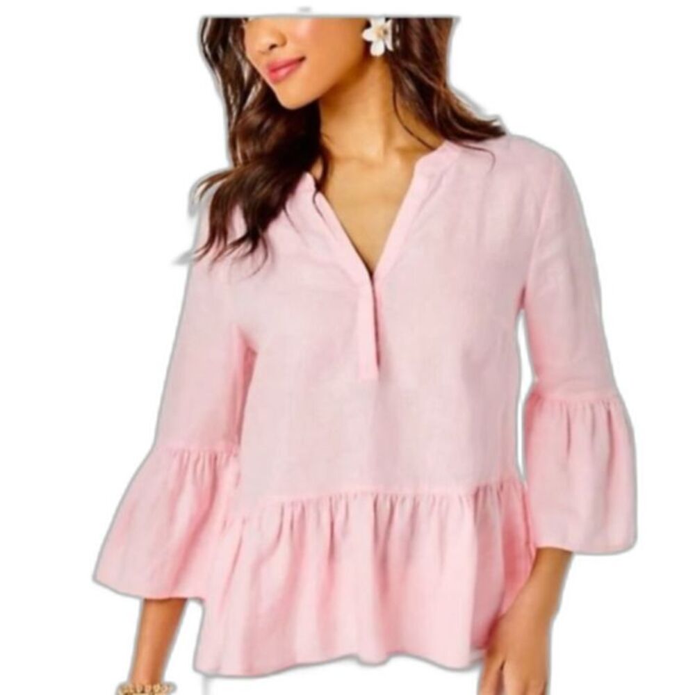 NWT Lilly Pulitzer SIZE XL Pink Blossom Linen Top